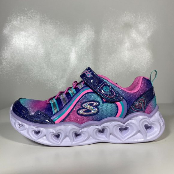 Skechers Youth Shoes Heart Lights Rainbow Lux Light Up Sneaker Purple Sz 13 - Picture 8 of 15